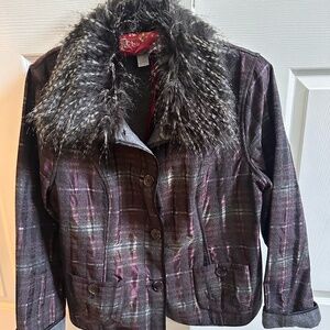 Chico's Coat with Feather Collar